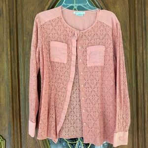 Van Heusen Ladies lace button down top